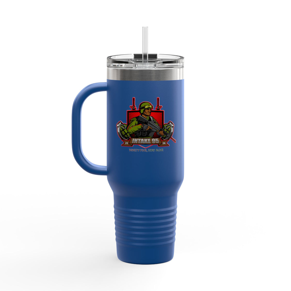 40oz Insulated Travel Mug — Patriotic Soldier Graphic, 'Forever Home' Military Tribute