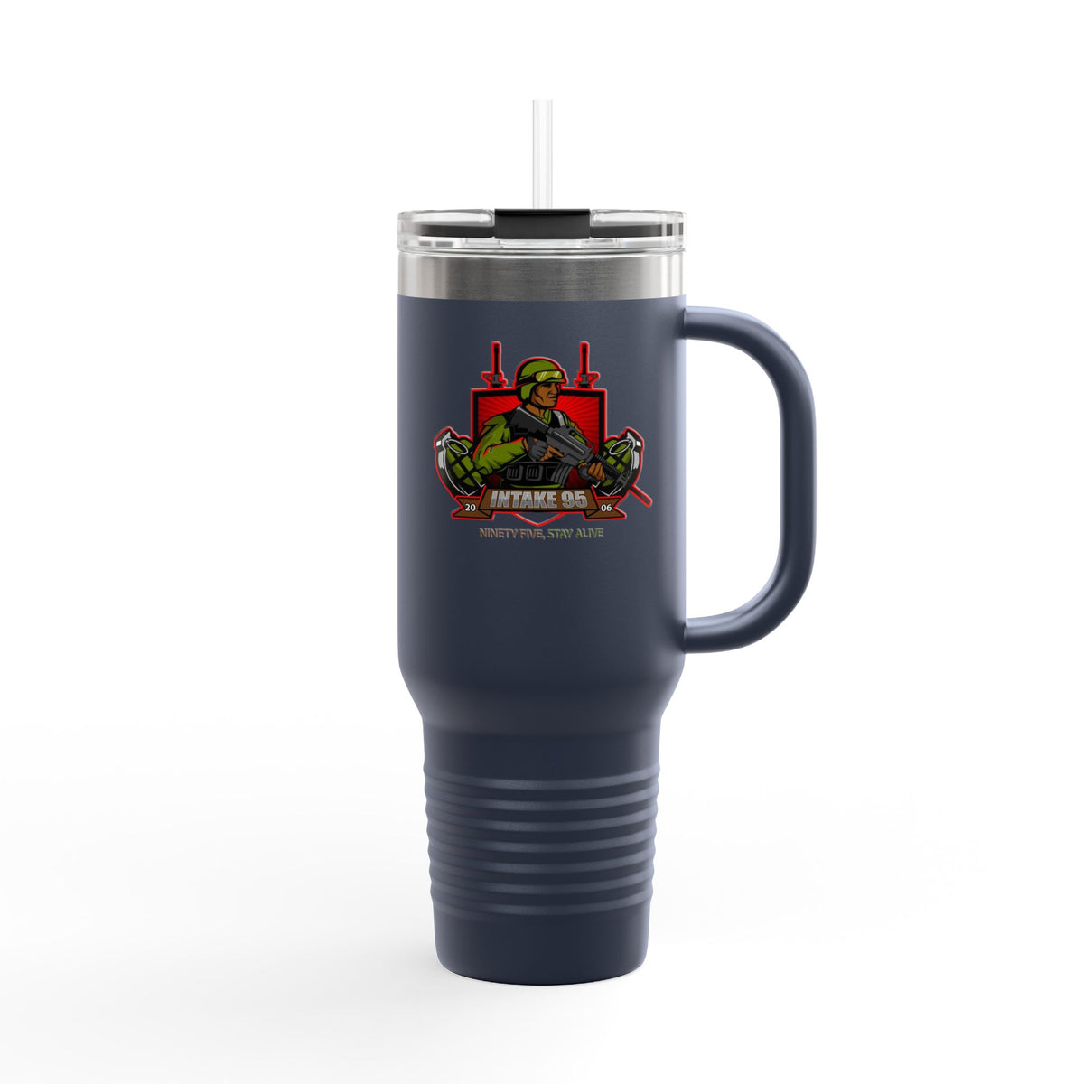 40oz Insulated Travel Mug — Patriotic Soldier Graphic, 'Forever Home' Military Tribute