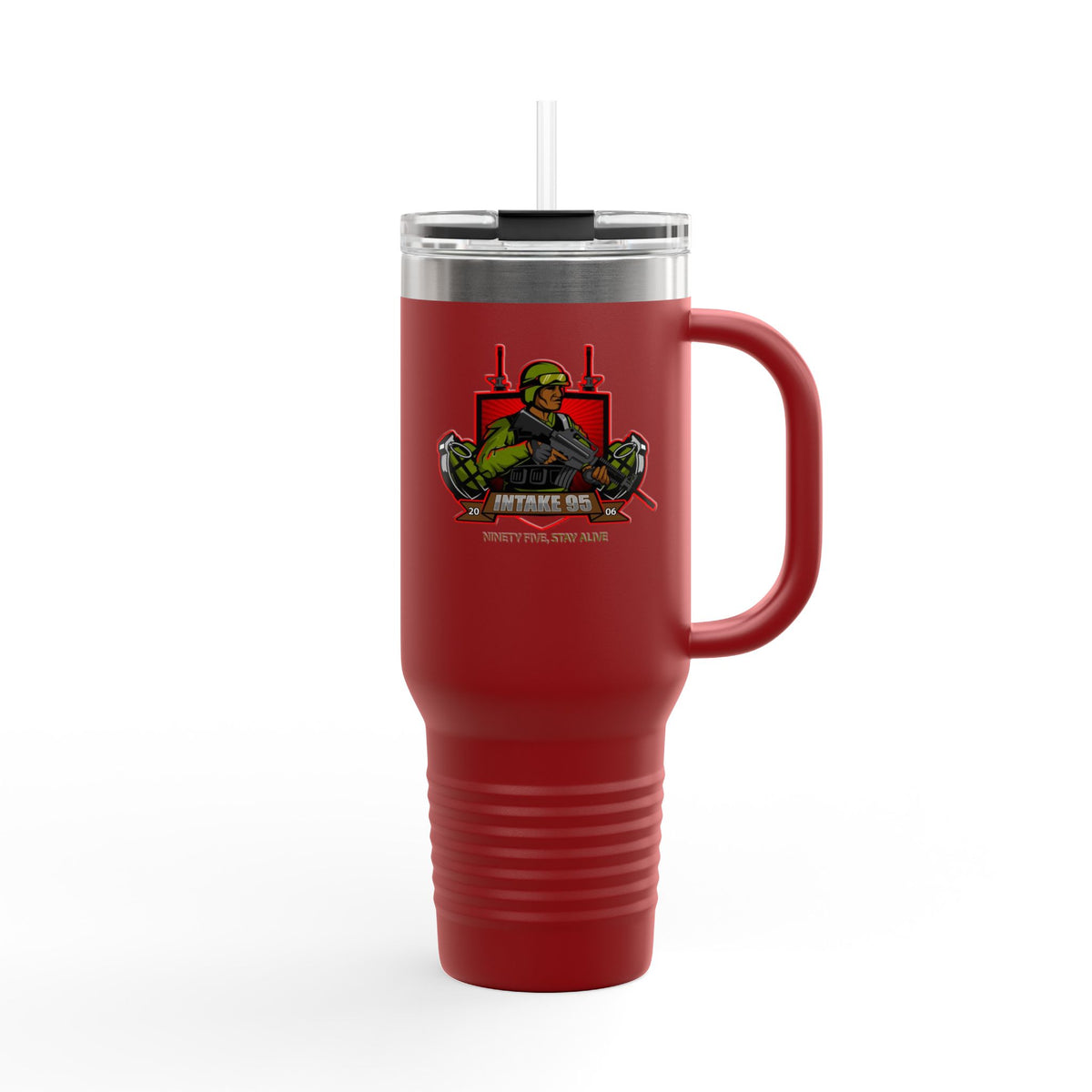40oz Insulated Travel Mug — Patriotic Soldier Graphic, 'Forever Home' Military Tribute