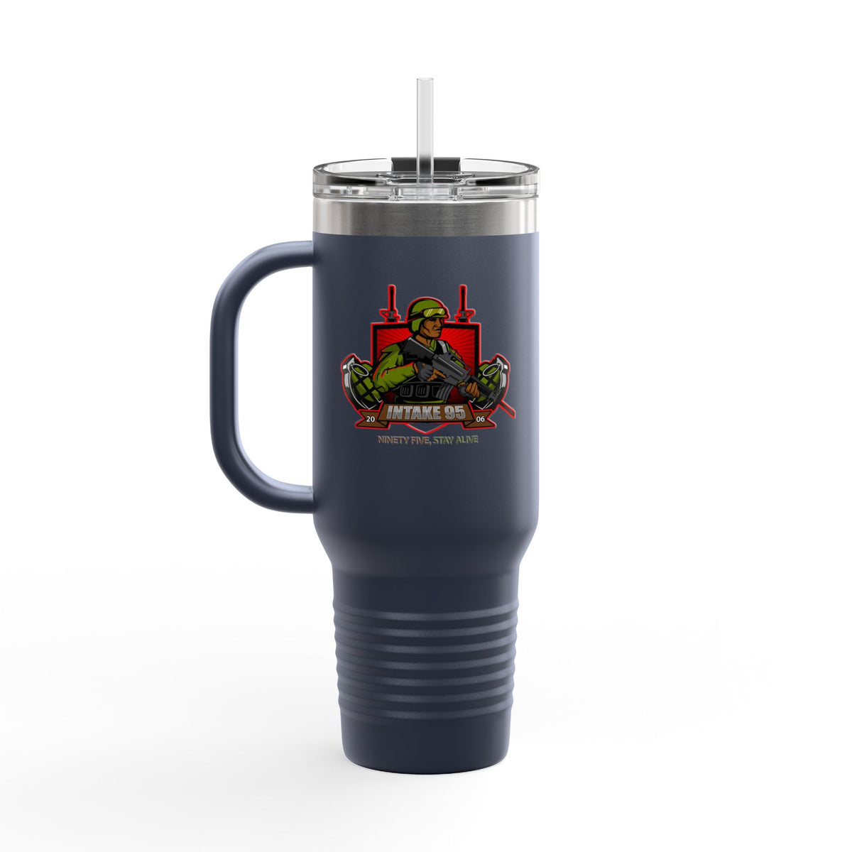 40oz Insulated Travel Mug — Patriotic Soldier Graphic, 'Forever Home' Military Tribute