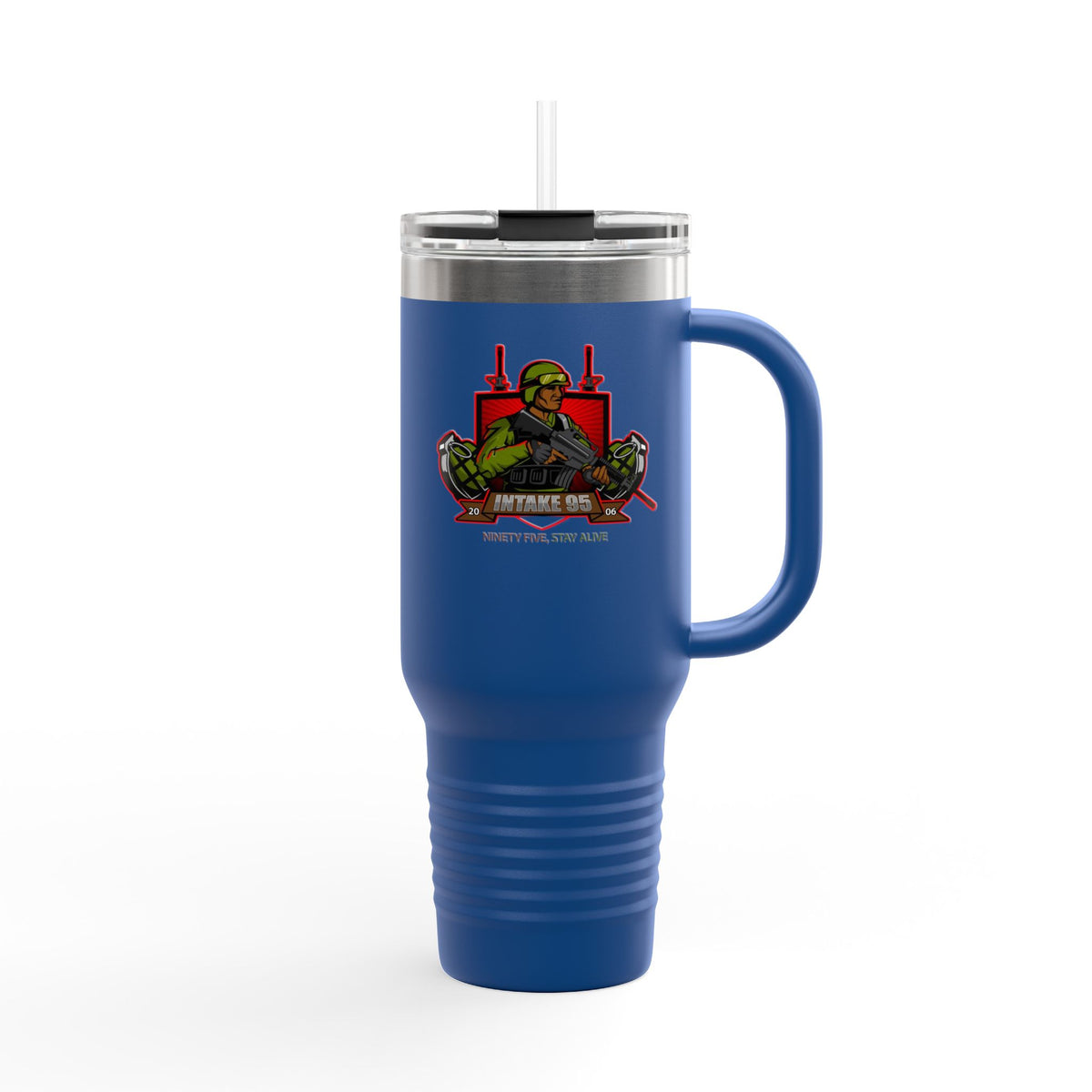 40oz Insulated Travel Mug — Patriotic Soldier Graphic, 'Forever Home' Military Tribute