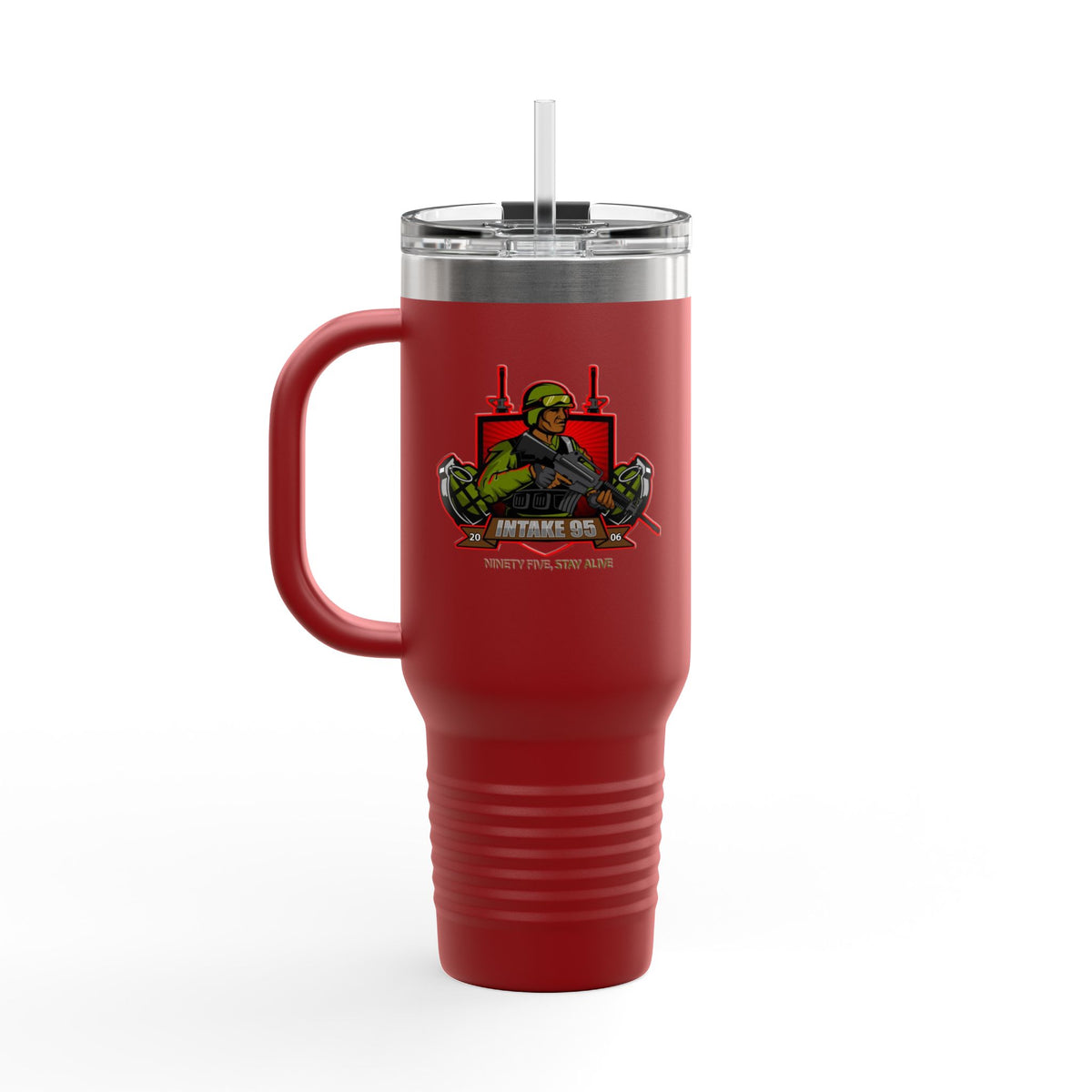 40oz Insulated Travel Mug — Patriotic Soldier Graphic, 'Forever Home' Military Tribute